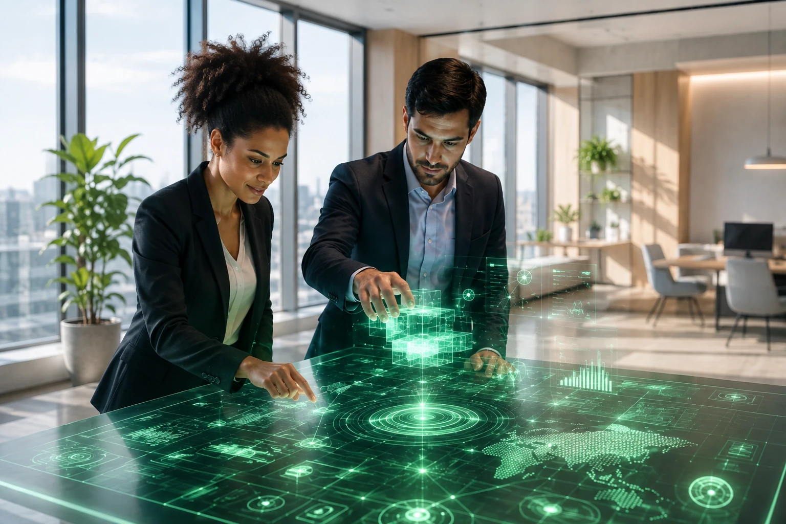 Equipo de especialistas trabajando en conjunto